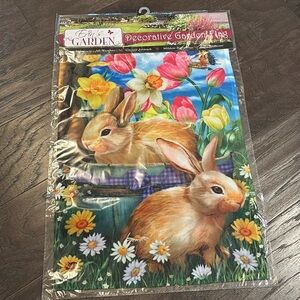 Erin’s Garden Spring Bunny Basket Garden Flag 12.5x18” double sided,Easter